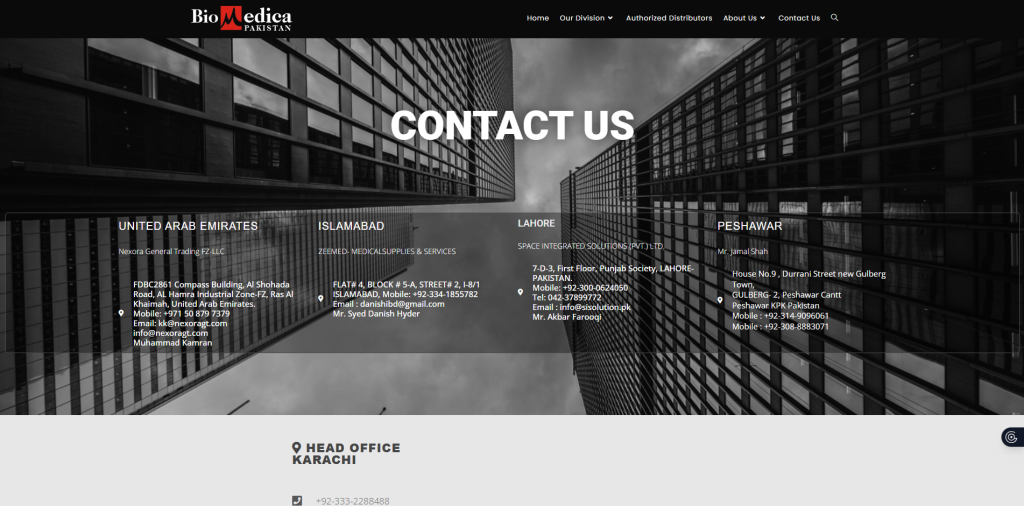 بررسی نمونه طراحی سایت تجهیزات پزشکی پاکستانی بیومدیکا