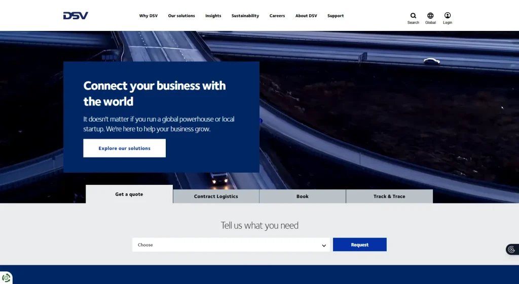 نمونه طراحی سایت حمل و نقل و باربری DSV1