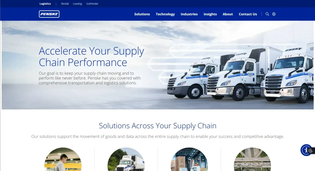 طراحی سایت حمل و نقل PENSKE1