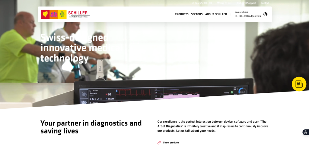بررسی سایت شیِلِر سوئیس اِی‌جی برای طراحی سایت تجهیزات پزشکی
