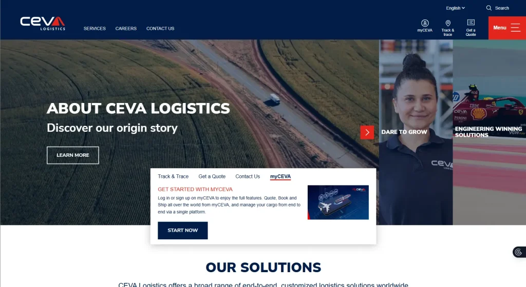 نمونه طراحی سایت حمل و نقل CEVA21