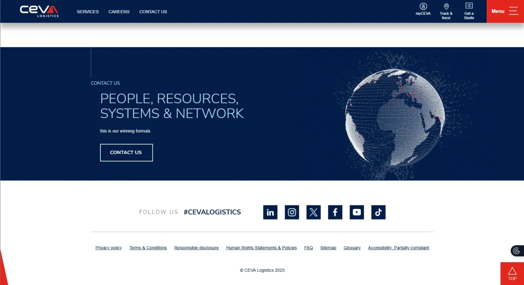 نمونه طراحی سایت حمل و نقل CEVA1