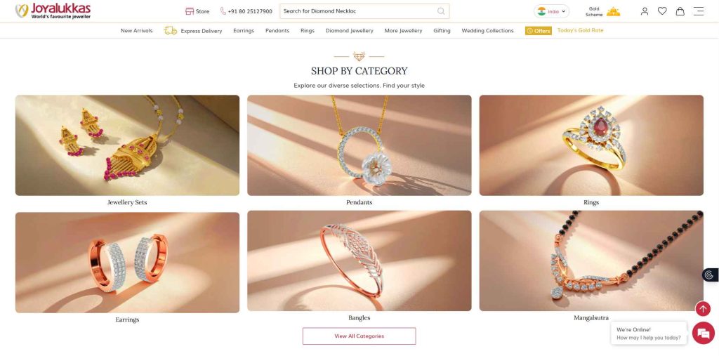 نمونه طراحی سایت طلا و جواهرات یک سایت مشهور هندی برای بررسی و نقد
