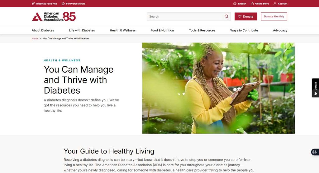 نمونه طراحی سایت پزشکی مراقبت ها و درمان دیابت مجموعه آمریکایی 2