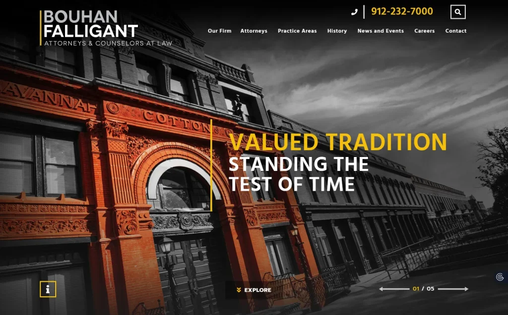 نمونه طراحی سایت حقوقی و وکالت برای وکلا و موسسات حقوقی : اسکرین شات از سایت گروه وکالت BOUHAN برای نقد و بررسی از دید یک طراح سایت