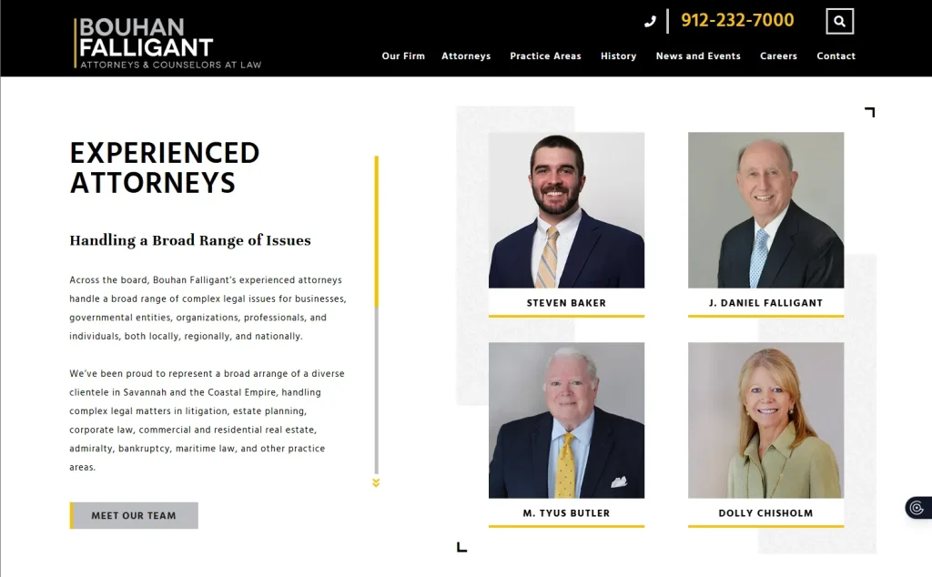 نمونه طراحی سایت حقوقی و وکالت برای وکلا و موسسات حقوقی : اسکرین شات از سایت گروه وکالت BOUHAN برای نقد و بررسی از دید یک طراح سایت