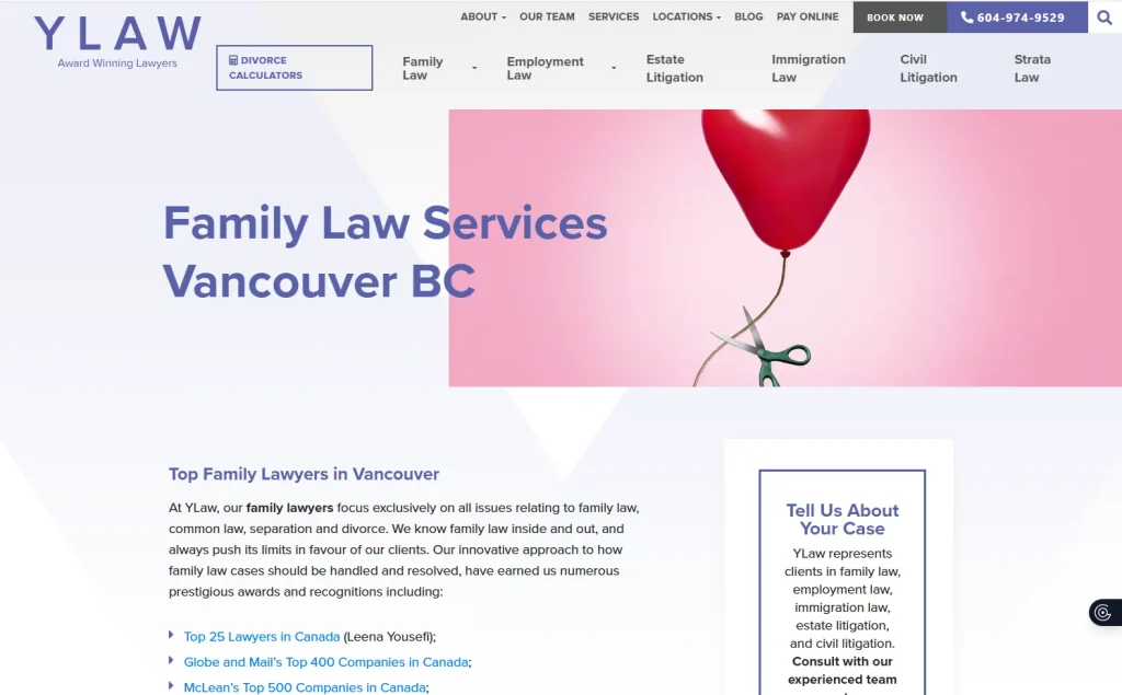 نمونه طراحی سایت حقوقی و وکالت برای وکلا و موسسات حقوقی : اسکرین شات از سایت گروه وکالت ylaw برای نقد و بررسی از دید یک طراح سایت